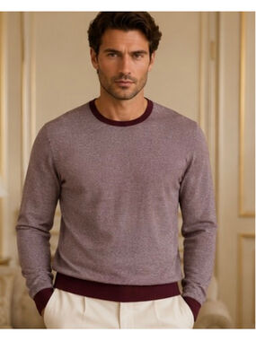 Men's Canali Crewneck Sweater IT 56/US XL Burgundy Merino Wool NWT Luxury